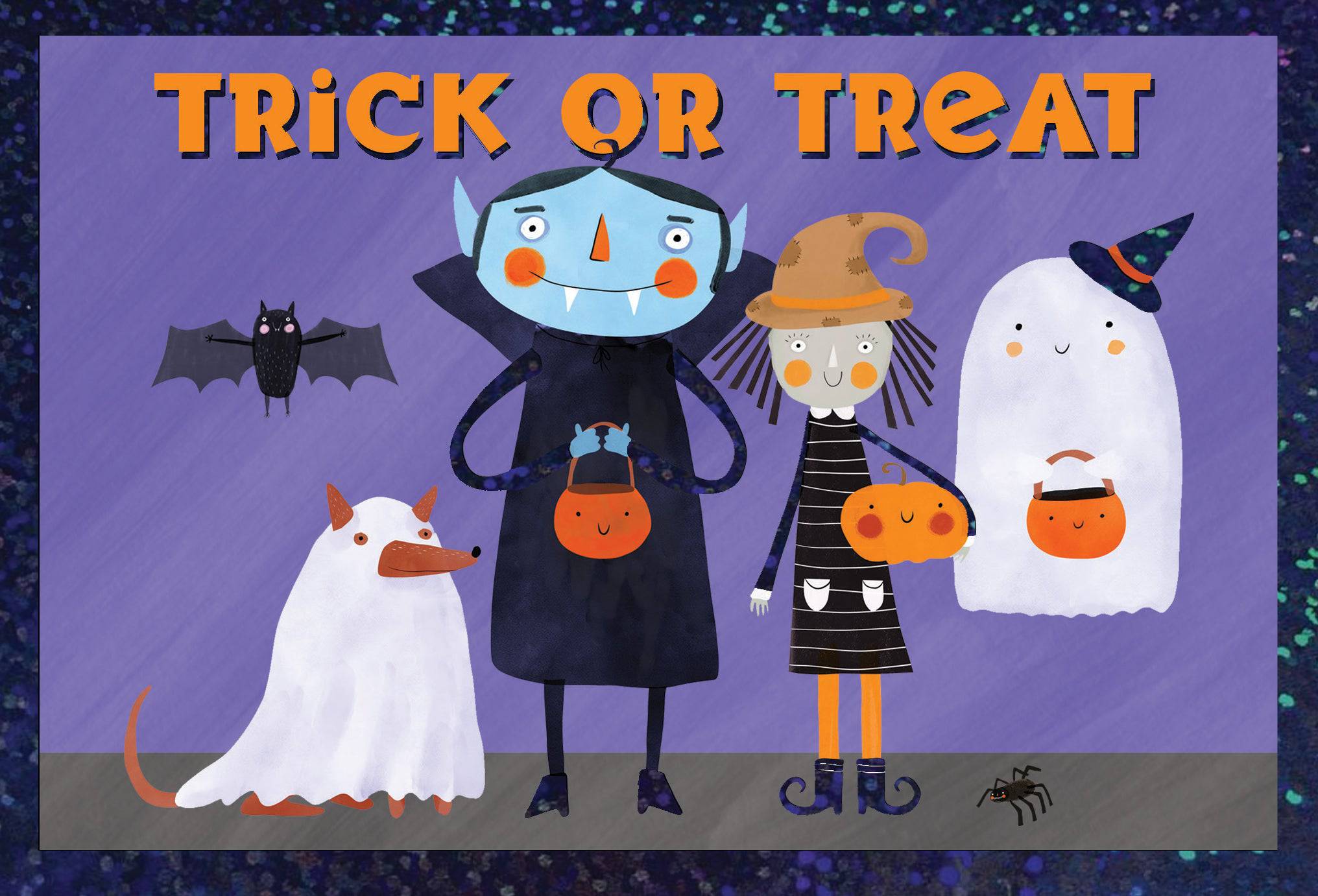 Colorful Pictura Halloween Counter Card featuring a kid-friendly Halloween costume design for festive celebrations.